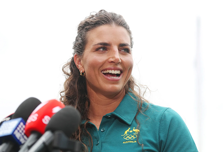 Jess Fox talking to media after being selected for the Australian Olympic team