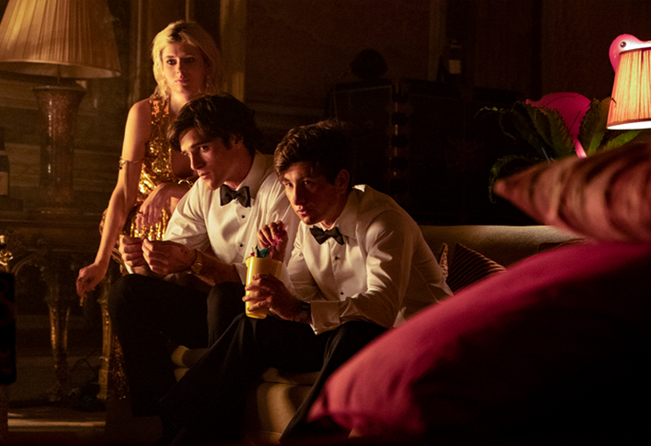 Alison Oliver, Jacob Elordi & Barry Keoghan on couch