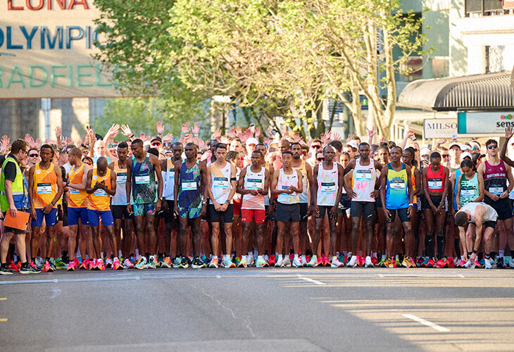 Runners waiting to start the Sydney Marathon